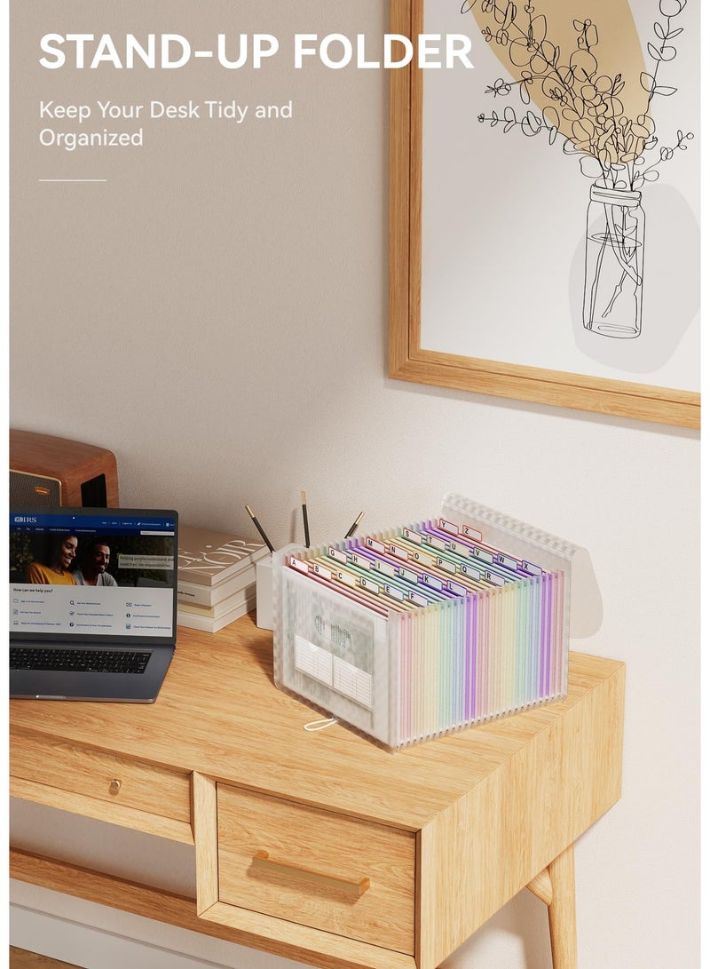 Peachjoy A4 Expanding File Organiser, 26 Pockets Expandable Filing Boxes Documents Organiser, Concertina File Expanding for Filing Folder, Portable Rainbow Files Wallets Plastic Bills Storage Bag (Pink) - Image 5